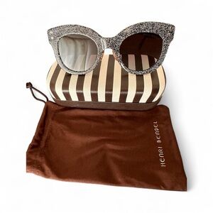 Henri Bendel Melanie Glitter Sunglasses with Brown Lenses